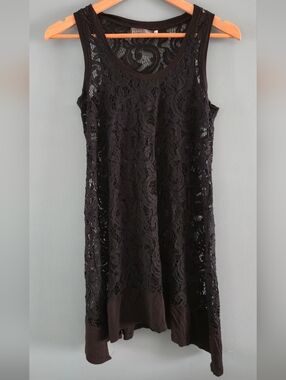 Black Lace Tank Dress Beach Cover Up